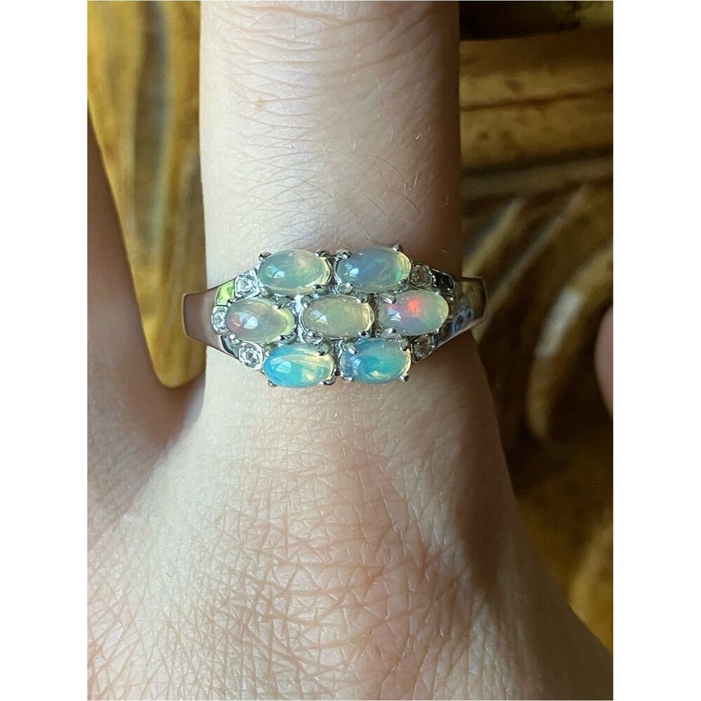 Natural Ethiopian Opal Sterling Silver Ring Size 10